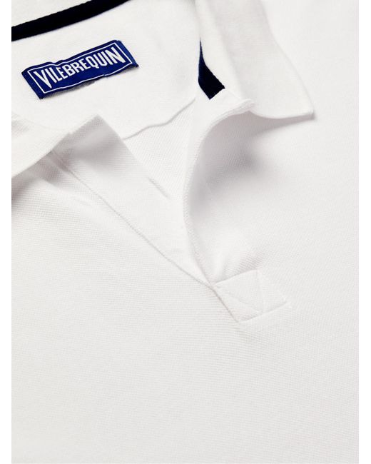 Vilebrequin White Logo-embroidered Cotton-piqué Polo Shirt for men