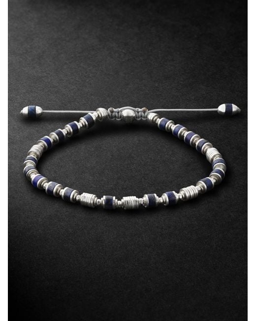 Saguaro Sterling Lapis Lazuli Beaded Bracelet di MAOR in Black da Uomo