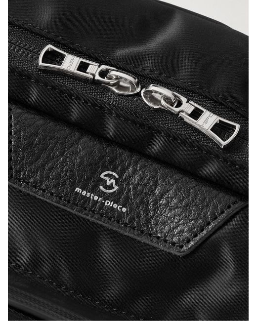 Master Piece Black Progress Textured Leather-trimmed Nylon-twill Messenger Bag for men