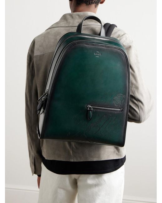 Berluti Green Working Day Scritto Venezia Leather Backpack for men