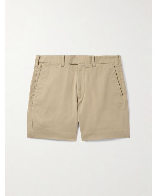 Tom Ford Natural Straight-Leg Pleated Stretch-Cotton Twill Shorts for men