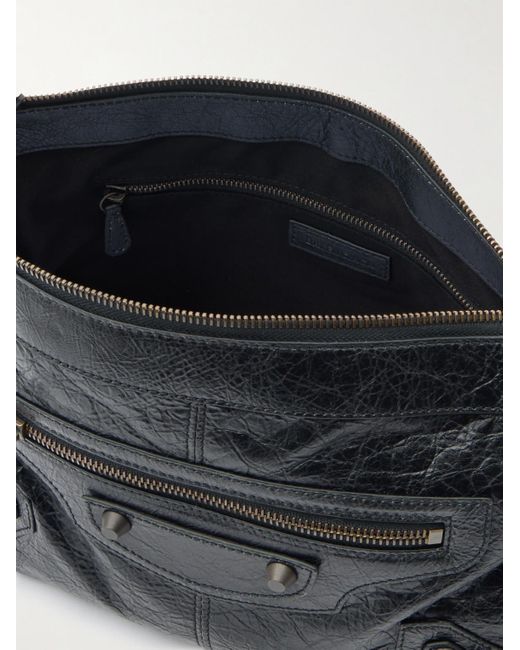 Balenciaga Black Le City Moto Small Arena Textured-leather Messenger Bag for men