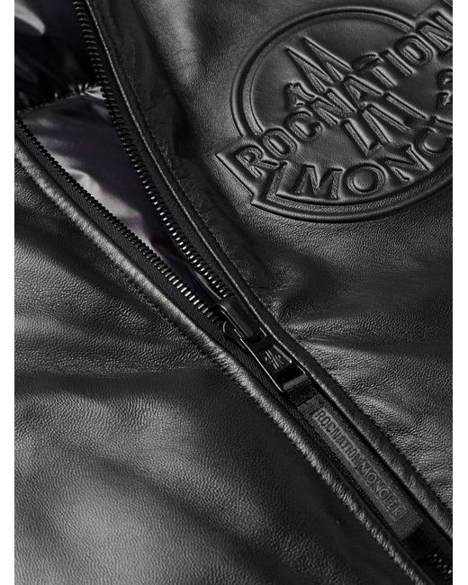 Moncler Genius Black Roc Nation By Jay-z Cassiopeia Reversible Logo-embossed Leather And Quilted Shell Down Bomber Jacket for men