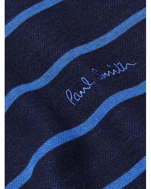 Paul Smith Blue Logo-embroidered Striped Cotton And Modal-blend Jersey Pyjama T-shirt for men