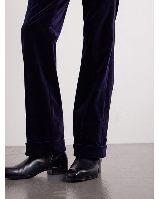 Tom Ford Blue Atticus Straight-Leg Cotton-Blend Velvet Suit Trousers for men