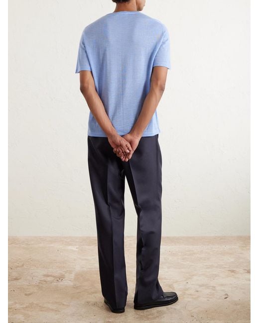 Saman Amel Blue Amo Straight-leg Cotton-blend Suit Trousers for men