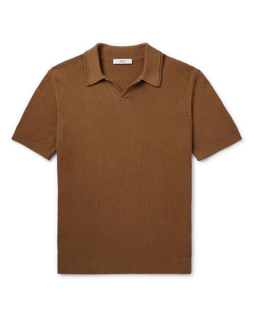 Mr P. Brown Knitted Organic Cotton Polo Shirt for men