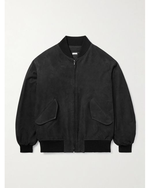 A.PRESSE Black Nubuck Bomber Jacket for men