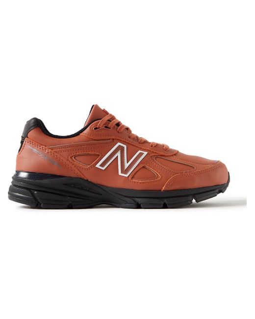 New Balance Brown 990v4 Rubber-trimmed Leather Sneakers for men