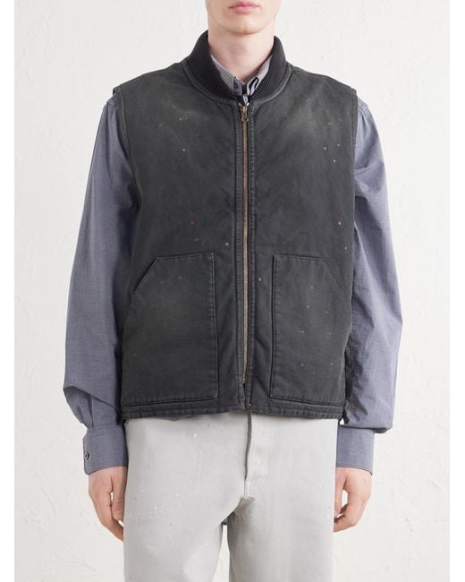 Maison Margiela Black Padded Distressed Denim Vest for men