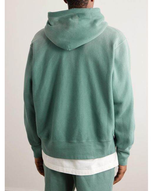 Les Tien Green Garment-dyed Cotton-jersey Hoodie for men