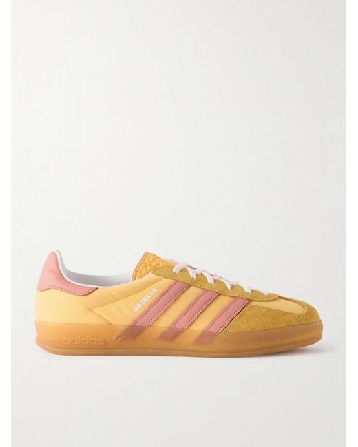 Adidas Originals Yellow Gazelle Indoor Leather And Suede-trimmed Shell Sneakers for men