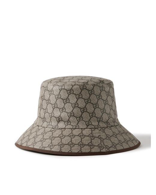 Gucci Gray Monogrammed Coated-canvas Bucket Hat for men