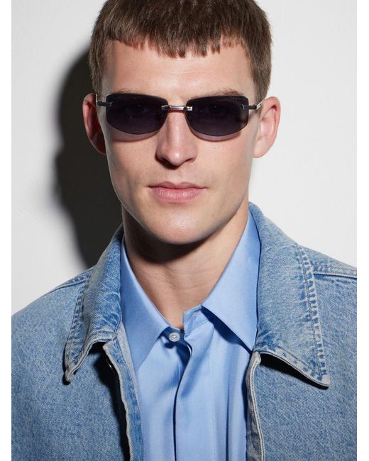 Dita Eyewear Blue Trysim.75 Square-Frame-Tone Titanium Sunglasses for men