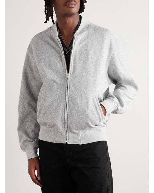 Isabel Marant White Logo-Embroidered Organic Cotton-Blend Jersey Zip-Up Sweatshirt for men