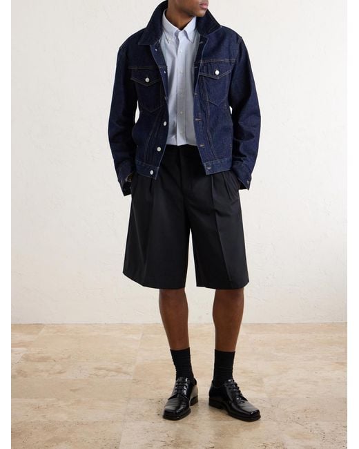 AMI Blue Low-Waist Wide-Leg Cotton Bermuda Shorts for men