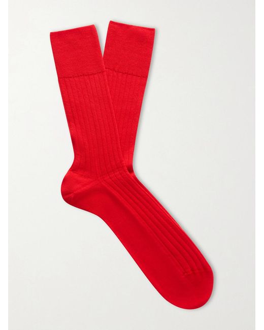Falke Red No 2 Ribbed Cashmere-blend Socks for men