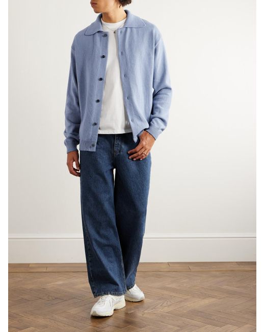mfpen Blue Formal Cotton Cardigan for men