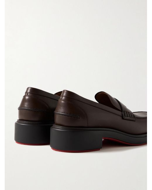 Christian Louboutin Brown Urbino Moc Leather Penny Loafers for men