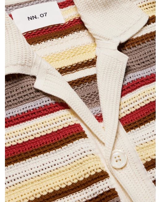 NN07 Natural Lars 60019 Camp-collar Striped Organic Cotton Shirt for men