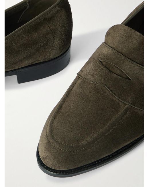 Edward Green Green Piccadilly Suede Penny Loafers for men
