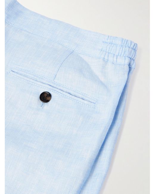 Loro Piana Blue Straight-Leg Linen Shorts for men