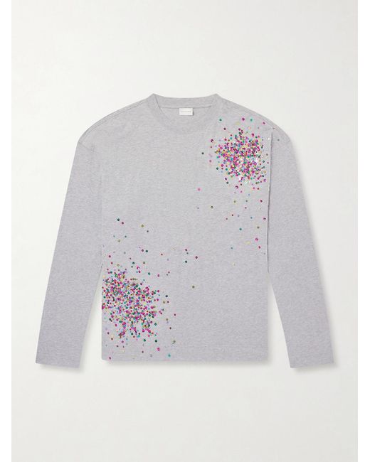 Dries Van Noten White Embellished Cotton-Jersey T-Shirt for men