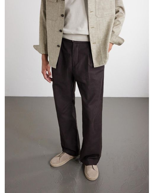 Zegna Natural Triple Stitch Leather-Trimmed Suede Slip-On Sneakers for men
