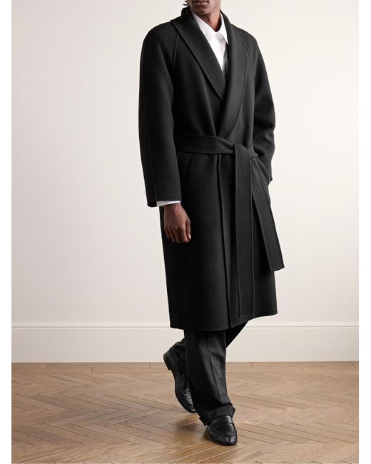 The Row Black Ferro Belted Double-breasted Wool-blend Coat for men