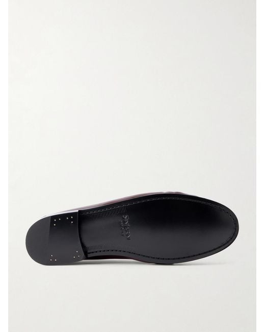 Saint Laurent Brown Logo-embellished Leather Penny Loafers for men