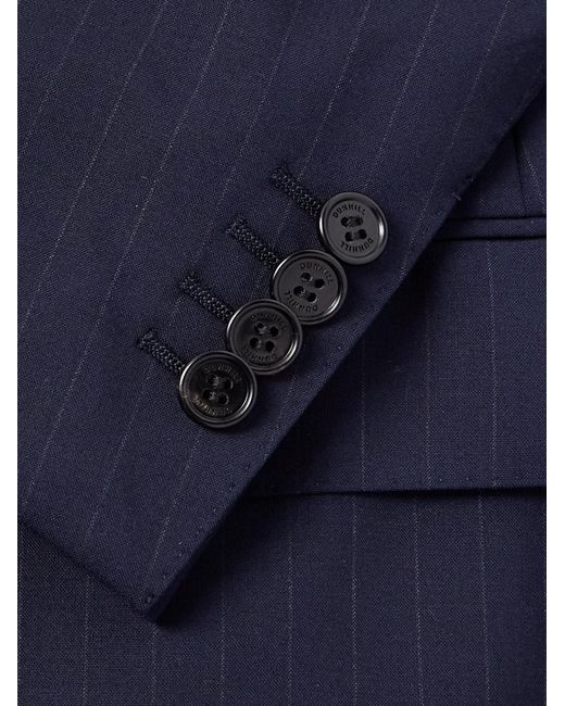 Dunhill Blue Double-breasted Pinstriped Wool Suit Jacket for men