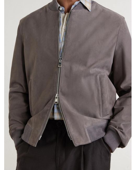 Mr P. Brown Suede Bomber Jacket for men