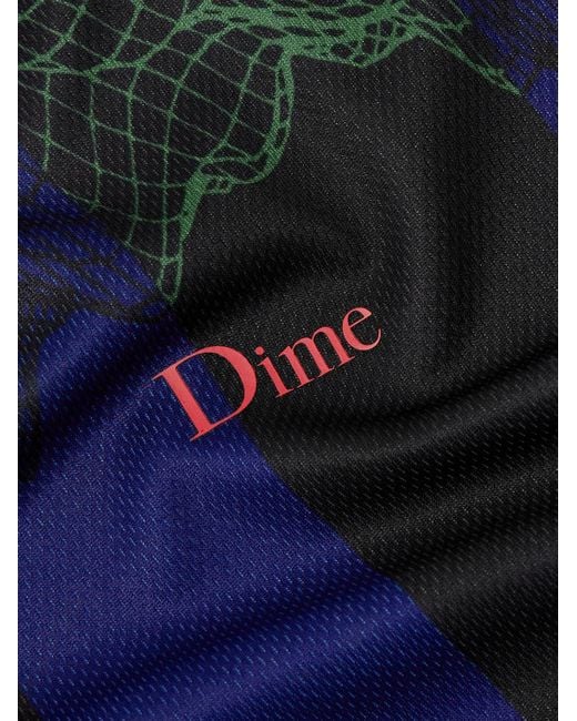 Dime Blue Striker Logo-print Embroidered Striped Jersey T-shirt for men