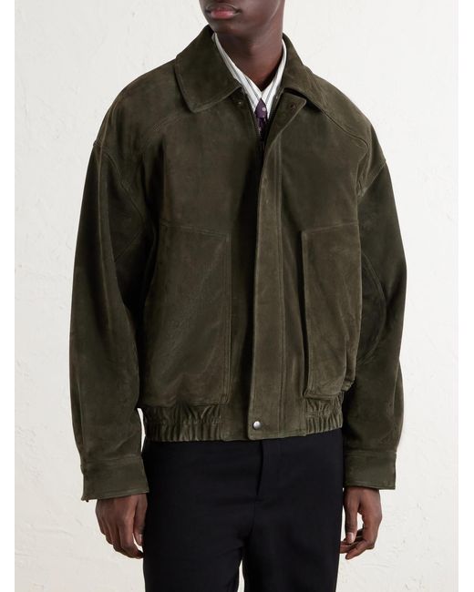 Saint Laurent Green Suede Blouson Jacket for men