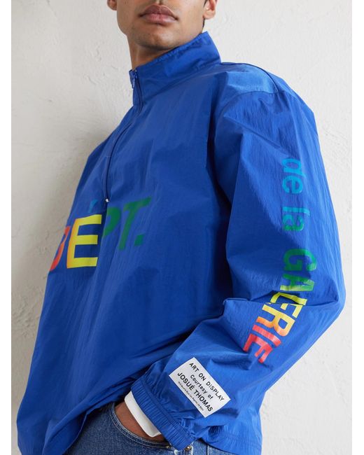GALLERY DEPT. Blue Wave Logo-Print Shell Half-Zip Jacket for men