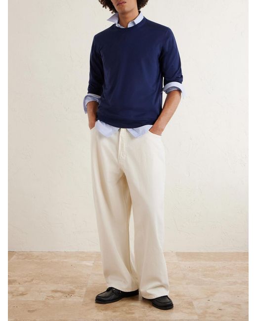 Fedeli Blue Wool Sweater for men