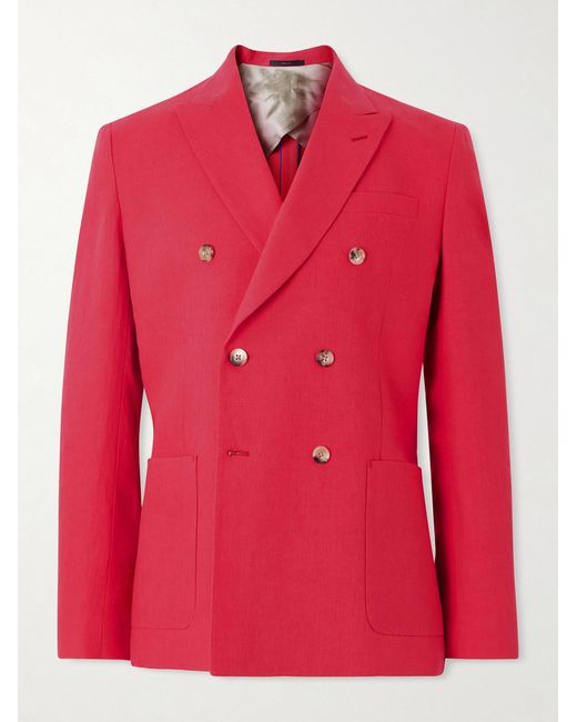 Paul Smith Red Double-Breasted Linen Blazer for men
