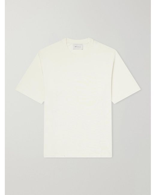AMI White Logo-Embroidered Cotton-Jersey T-Shirt for men