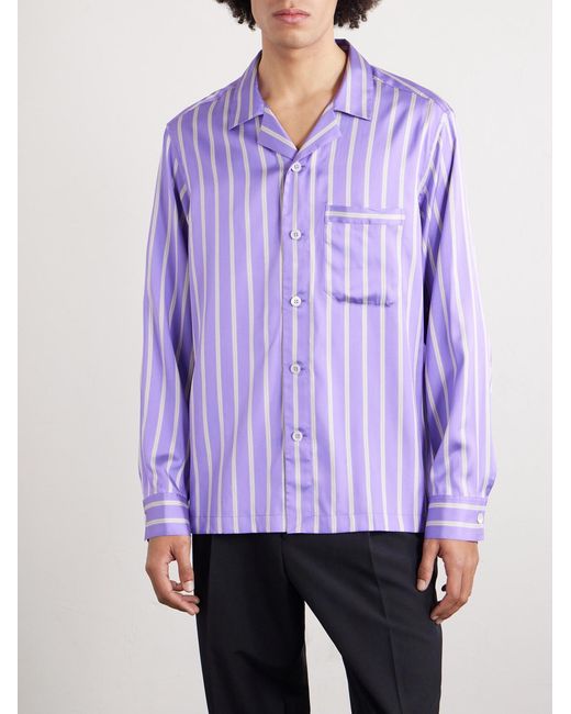 Tom Ford Purple Striped Silk Shirt for men