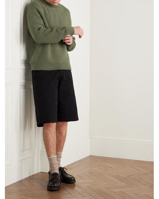 Folk Green Ribbed Cotton Sweater for men