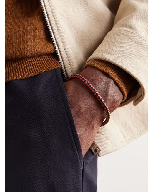 Classic Racing Woven Leather And-Tone Bracelet di Chopard in Black da Uomo