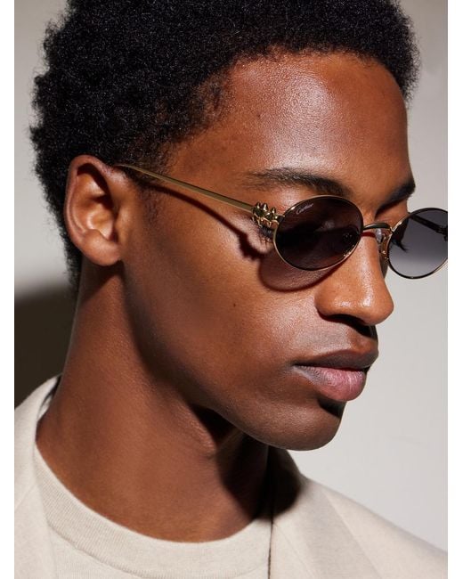 Cartier Natural Rounded-frame Metal Sunglasses for men
