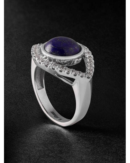 Jacquie Aiche Black Eye Large Lapis Lazuli And Diamond Ring for men