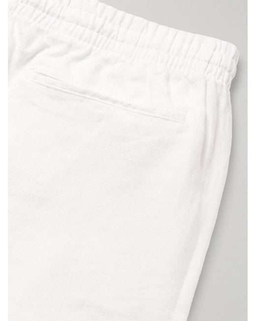 Polo Ralph Lauren White Prepster Straight-Leg Logo-Embroidered Linen Drawstring Shorts for men
