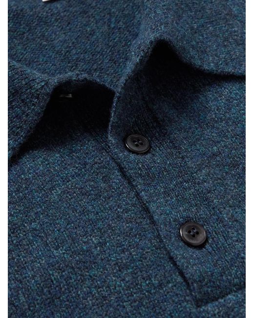 Sunspel Blue Wool Polo Shirt for men