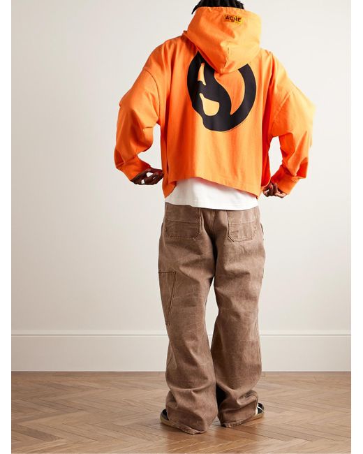 Felpa in jersey di cotone con cappuccio e logo Fester H U di Acne in Orange da Uomo