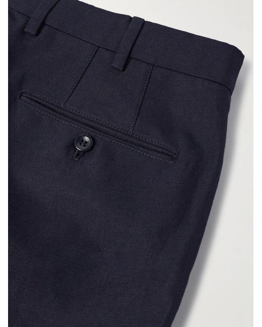 Loro Piana Blue Straight-leg Linen-twill Trousers for men