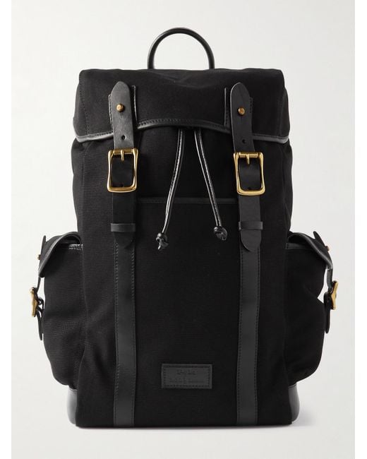 Polo Ralph Lauren Black Logo-appliquéd Leather-trimmed Canvas Backpack for men
