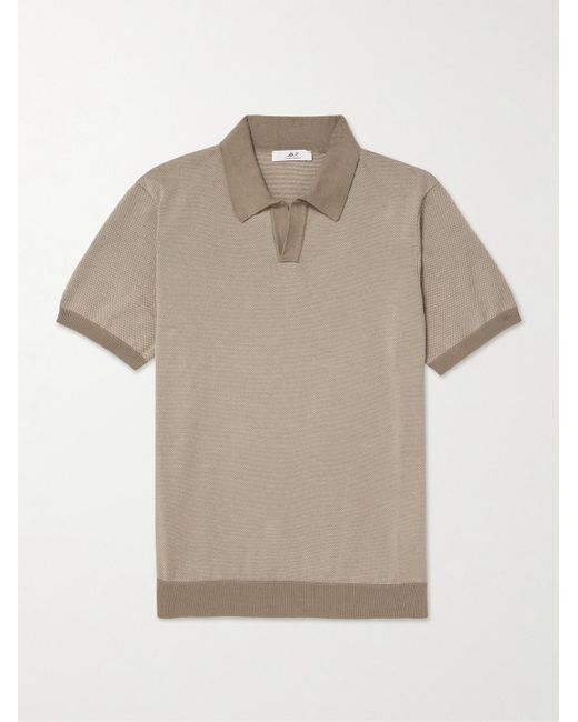 Mr P. Natural Honeycomb-knit Organic Cotton Polo Shirt for men