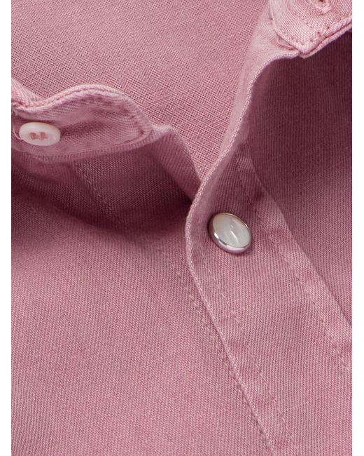 Brunello Cucinelli Pink Denim Western Shirt for men